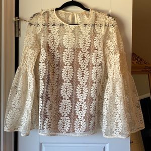 Michael Kors Bell Sleeve Lace Ivory Blouse